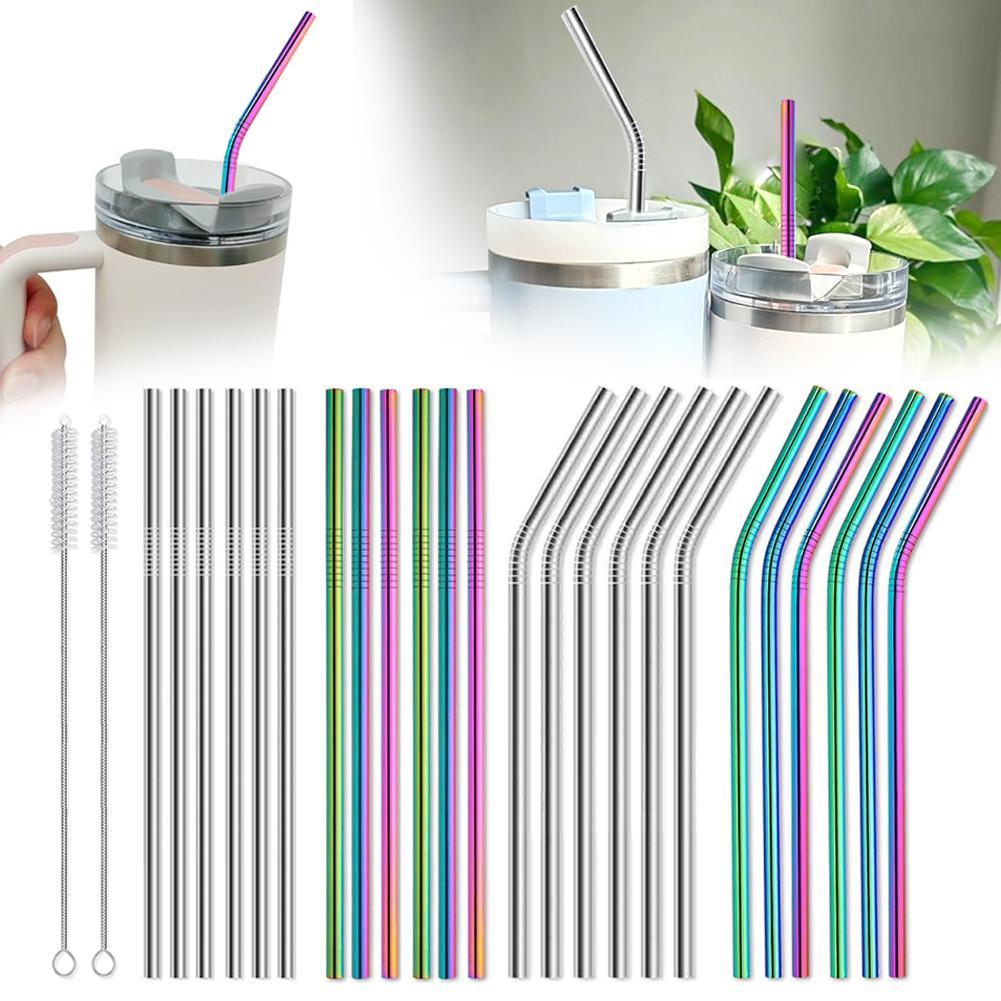 Reusable Straw - 6Pcs 25cm Steel Replacement Straw Compatible