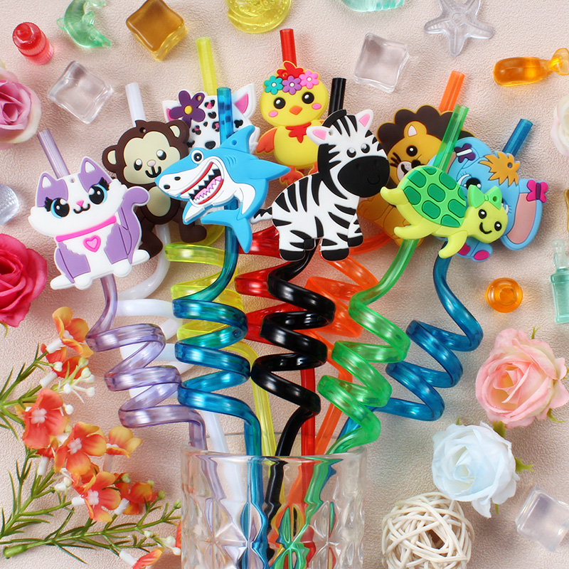Reusable Straw - 6pcs Zoo-themed Straws Reusable Plastic Twisted