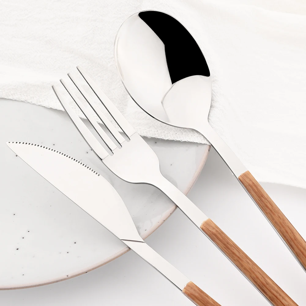16/24/30Pcs Stainless Steel Im - đánh giá và giá Bamboo Cutlery