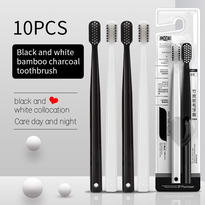 10PC Bamboo Charcoal Brush Sil - đánh giá và giá Bamboo Toothbrush