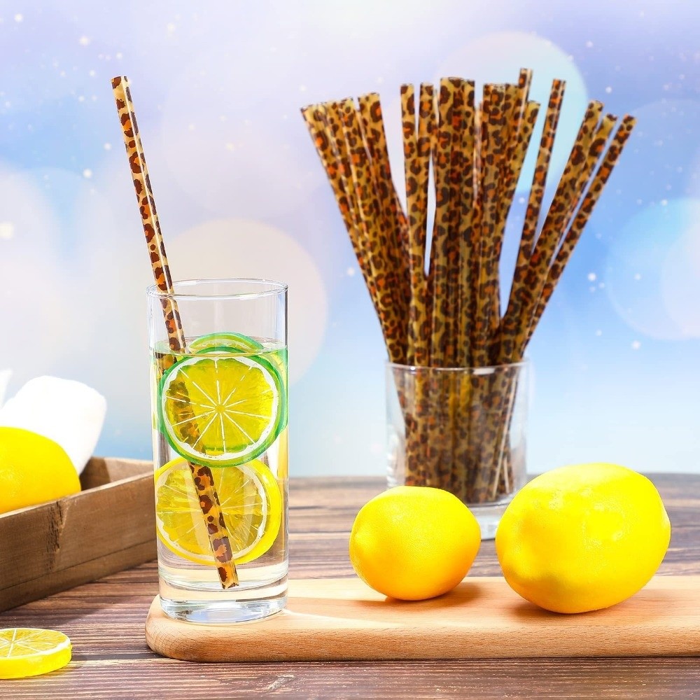 Trendy Leopard Print Drinking  - đánh giá và giá Reusable Straw