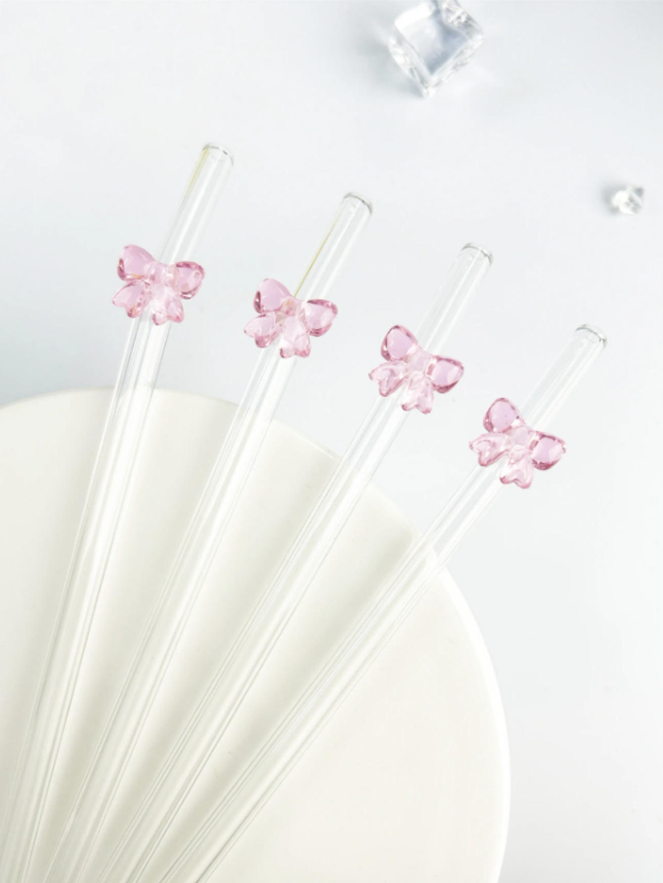 1/6PCS Cute Cartoon Pink Bowkn - đánh giá và giá Reusable Straw