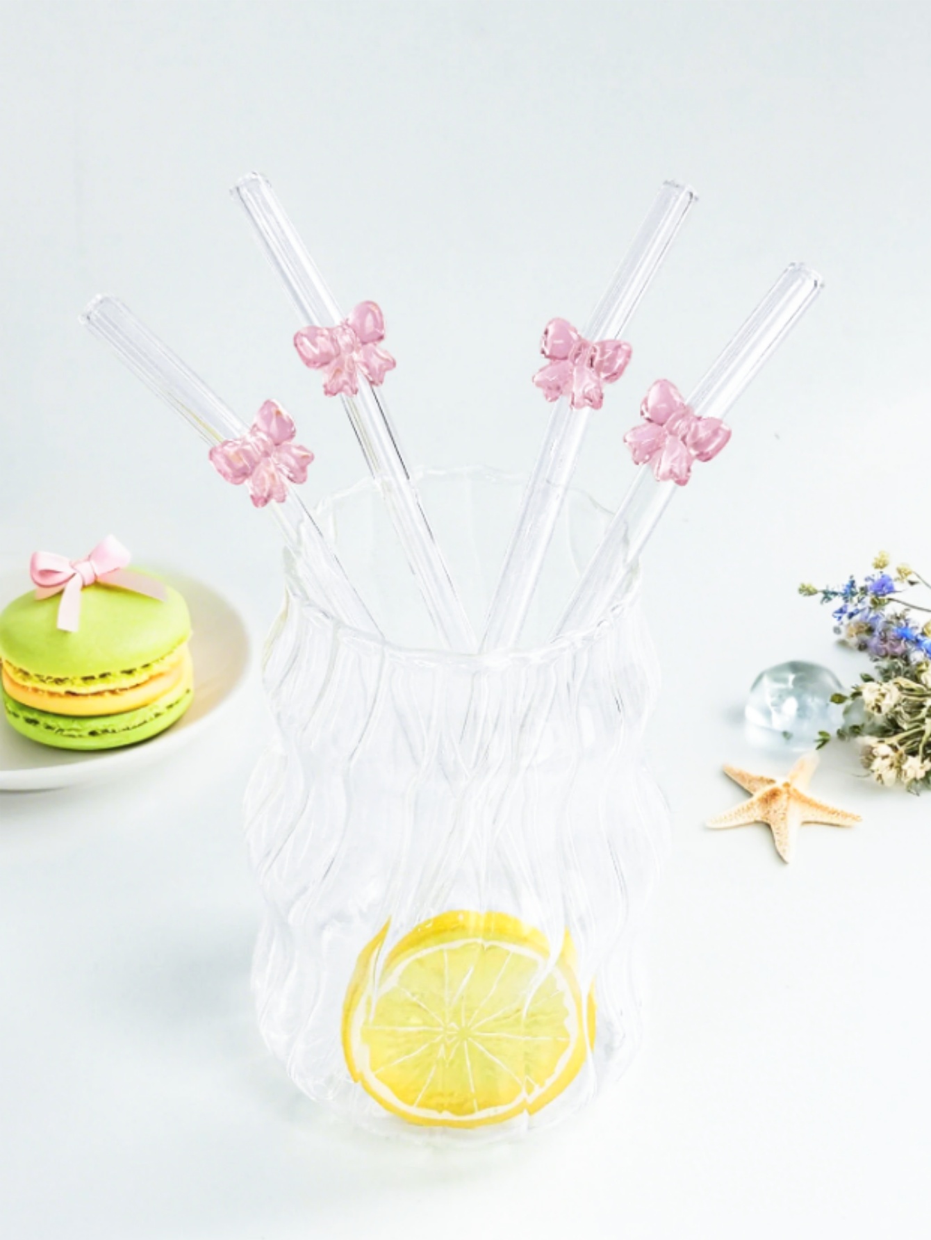 1/6PCS Cute Cartoon Pink Bowkn - đánh giá và giá Reusable Straw