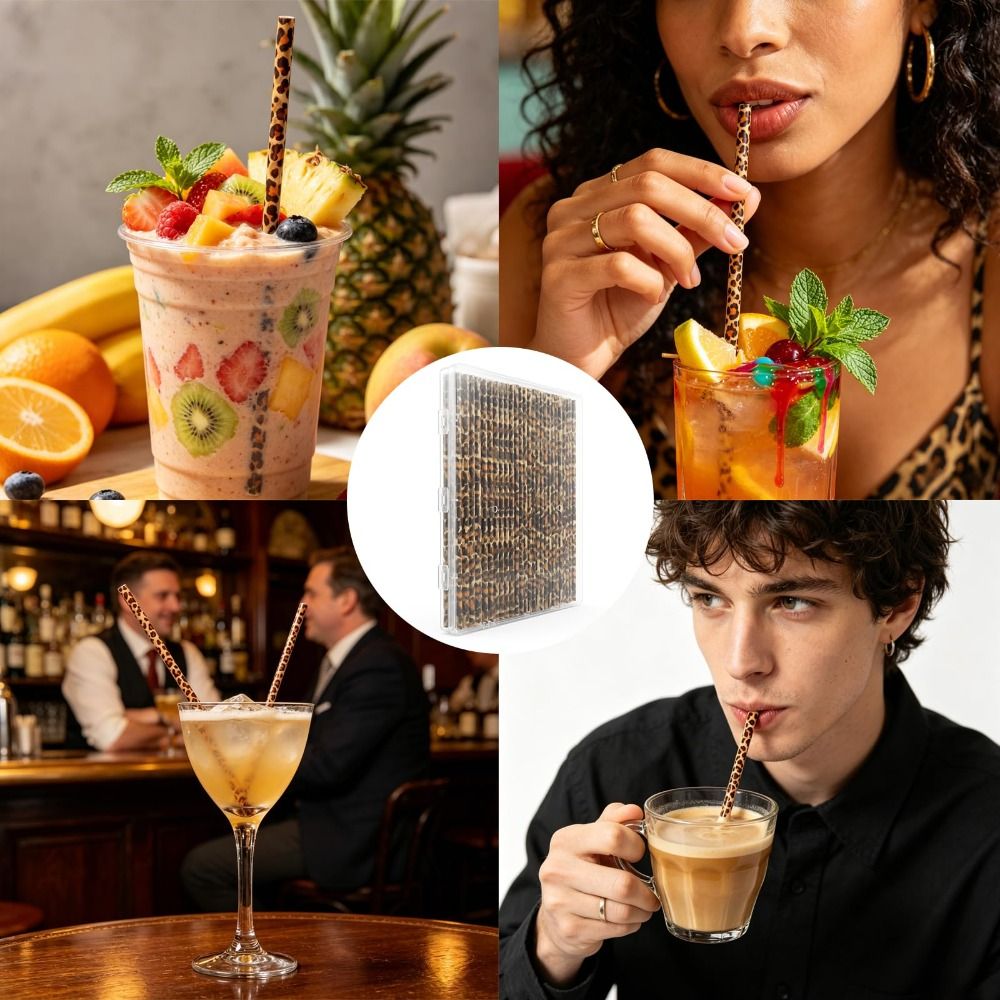 Trendy Leopard Print Drinking  - đánh giá và giá Reusable Straw